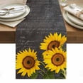 thumbnail image 1 of Sunflower Table Runner - 60 Inch Long, Kitchen Dining Table Runner Dresser Scarves, Yellow Spring Flora Summer Botanical Black Farmhouse Decor for Coffee Tables Wedding Party Banquet, 1 of 8
