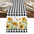 thumbnail image 1 of Sunflower Table Runner - 72 Inch Long, Kitchen Dining Table Runner Dresser Scarves, Black White Buffalo Plaid Check Country Bee Farmhouse Decor for Coffee Tables Wedding Party Banquet, 1 of 8
