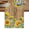 thumbnail image 1 of Sunflower Table Runner 72 Inches, Summer Eucalyptus Botanical Floral Brown Wooden Bed Runner Dresser Scarves Tabletop for Indoor Outdoor Parties/Ceremony/Banquet, 16" x 72", 1 of 9