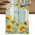 thumbnail image 1 of Sunflower Table Runner 90 Inches, Summer Eucalyptus Botanical Floral Teal Wood Bed Runner Dresser Scarves Tabletop for Indoor Outdoor Parties/Ceremony/Banquet, 13" x 90", 1 of 9