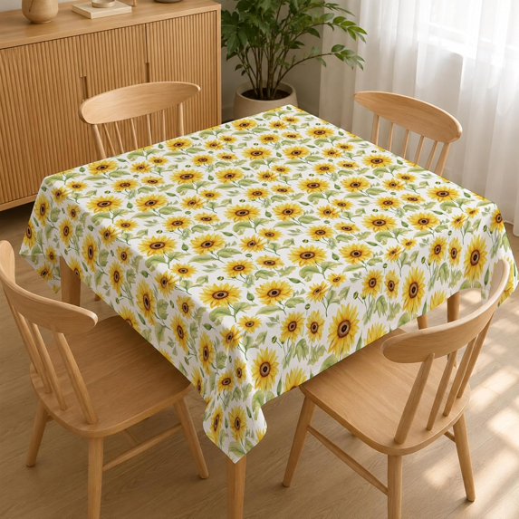 Sunflower Tablecloth 55x55 Inch Table Cloth Covers, Stain Resistance Polyester Table Covers for Kitchen Dining Home Decor