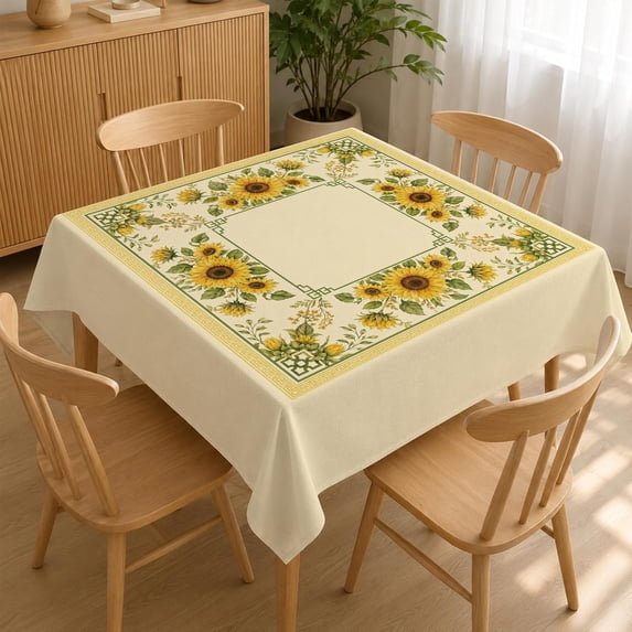 Sunflower Tablecloth 55x55 Inch, Table Cloth and Table Covers, Stain Resistance Polyester Table Cover for Kitchen Dining Holiday Decor