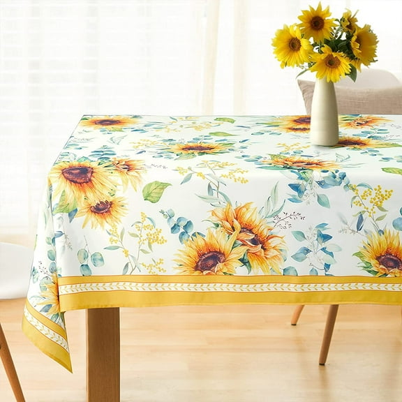 Sunflower Tablecloth, Fall SunflowerTablecover 60 x 102,Wrinkle Resistant Washable Floral Table Cloths,Perfect for Kitchen Dinner,Family Gathering,Holiday Dining Room Table,Picnic