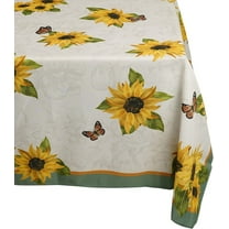 Sunflower Tablecloth Rectangle 60 x 84, Vintage Floral Tablecloth Table Cover, Washable Sunflowers Butterfly Table Cloths for Parties, Kitchen Dining Table, Polyester Fabric Flower Tablecloth, Decor