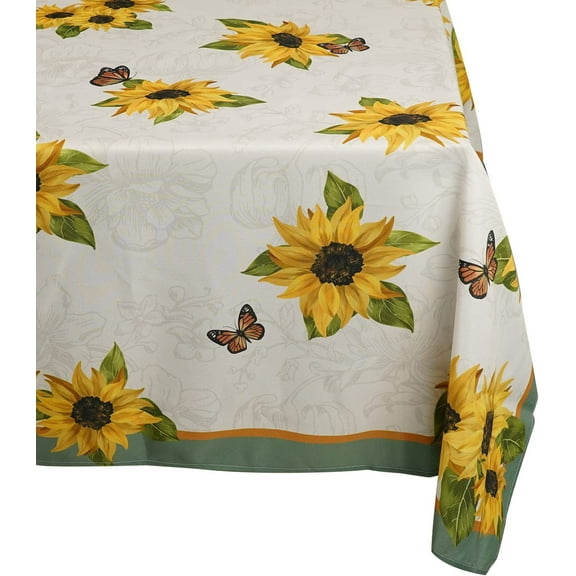 Sunflower Tablecloth Rectangle 60 x 84, Vintage Floral Tablecloth Table Cover, Washable Sunflowers Butterfly Table Cloths for Parties, Kitchen Dining Table, Polyester Fabric Flower Tablecloth, Decor