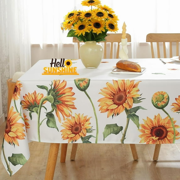 Sunflower Tablecloth for Rectangle Table 60"x120",Summer Floral Table Cloth,Waterproof Easy Clean Garden Fabric Table Cover for Indoor Outdoor Camping Picnic