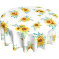 thumbnail image 1 of Sunflower Tablecloth Round 60 Inch Spring Summer Table Cloth Washable Spillproof Wrinkle Free Watercolor Floral Green Leaf Fabric Table Cover for Indoor Outdoor Kitchen Dinning Round Tables, 1 of 6