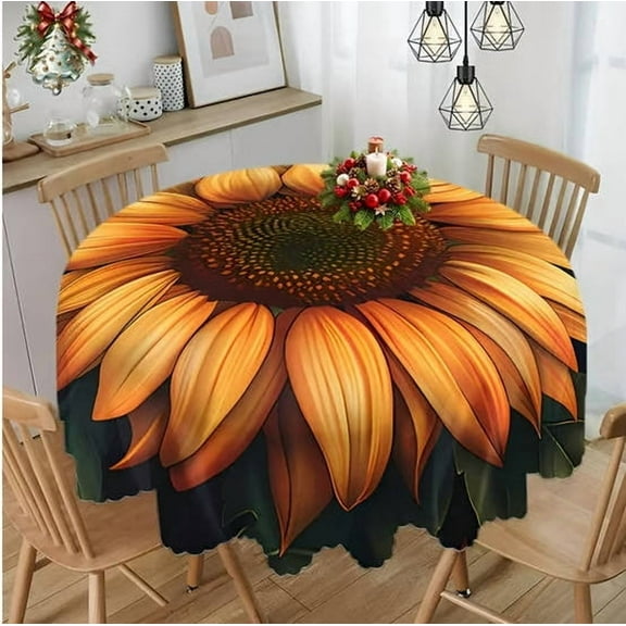 Sunflower Tablecloth Waterproof Wrinkle-Free Durable Dining Table Cover for Any Occasion Meal Decoration Home Decor Spill-Proof Table Protection Easy Care Washable Kitchen Table Linens