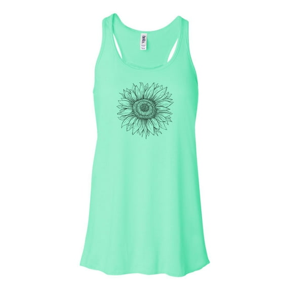 "Sunflower Tank Top, Racerback, Sunflower Lover, Nature Tank, Racerback Tank Top, Sublimation, Workout Top, Soft Bella Tank, Gift For Her, Mint , LARGE"