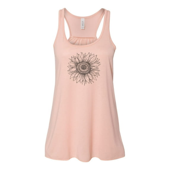 "Sunflower Tank Top, Racerback, Sunflower Lover, Nature Tank, Racerback Tank Top, Sublimation, Workout Top, Soft Bella Tank, Gift For Her, Peach, MEDIUM"