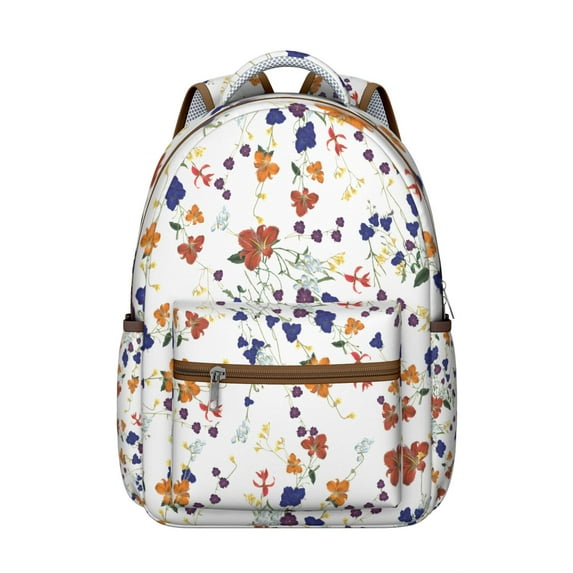 "Sunflower Themed Quilted Backpack - Padded Flowers Print School Backpack, Plush Floral Bookbag with Velvet Accents"