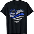 thumbnail image 1 of Sunflower Thin Blue Line Police Heart Back The Blue Law Enfo T-Shirt, 1 of 4