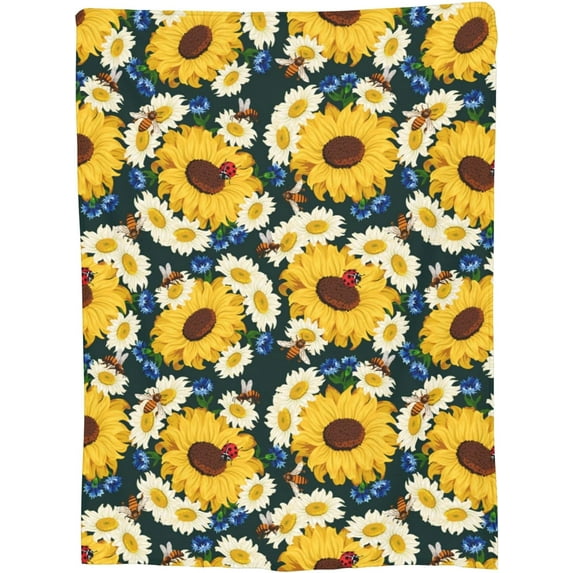 for Sunflower Throw Blanket Floral Girly Sunflower Flower Soft Warm Women Girls Bed Bedding Blankets for Couch Sofa Office,Cozy Flannel Plush Blanket Gift for Kids Adults, 60"X50"