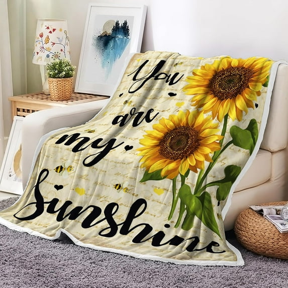 Sunflower Throw Blanket for Women Girls Kids, You are My Sunshine Blankets for Sunflower Lovers, Ultra Soft Cozy Lightweight Fleece Blanket Home Decor for Couch Bed Living Room 50X60IN