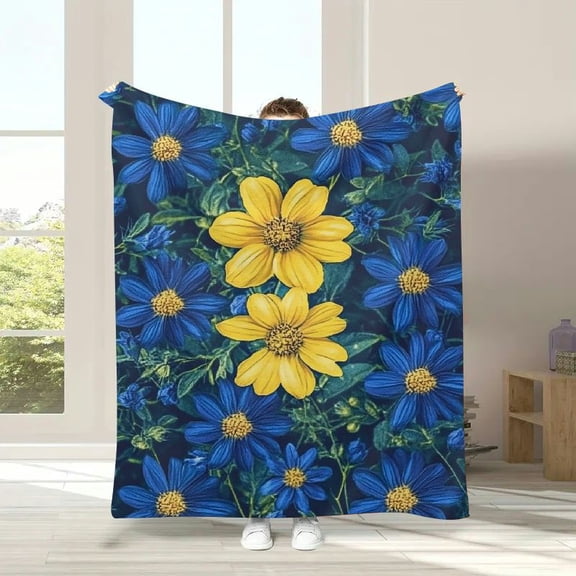 Sunflower Throw Blankets for Couch Sofa Bed Plush Cozy Fuzzy Blanket Super Soft Warm Blanket