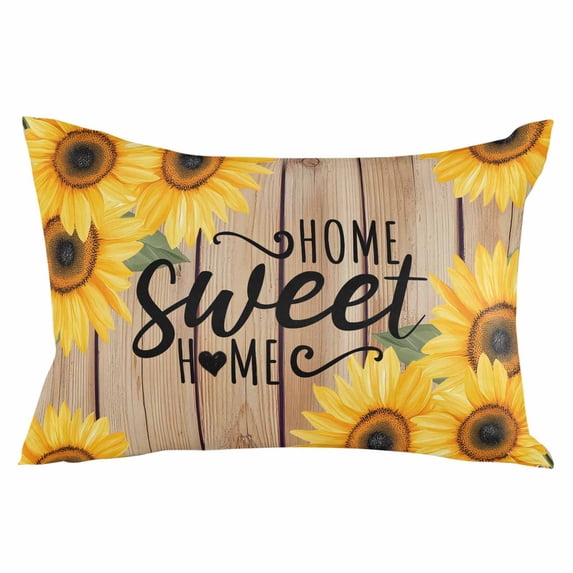 Sunflower Throw Pillow Cover 20 x 26 Inch Decorative Pillow Cover Farmhouse Country Flowers Vintage Wood Grain Lumbar Pillowcase Seasonal Rectangle Cushion Case for Couch Sofa Bed Living Room