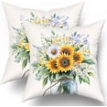 thumbnail image 1 of Sunflower Throw Pillow Cover 22x22inch Set of 2 Spring Summer Yellow White Floral Daisy Mason Jar Decorative Pillow Case Seasonal Farmhouse Cotton Cushion Case for Sofa Home Patio, 1 of 14