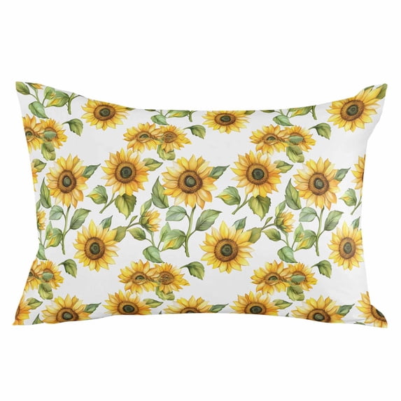 Sunflower Throw Pillow Cover 24 x 36 Inch Decorative Pillow Cover Vintage Summer Botanical Yellow Green Lumbar Pillowcase Seasonal Rectangle Cushion Case for Couch Sofa Bed Living Room
