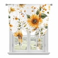 thumbnail image 1 of Sunflower Tie Up Curtain 63 Inches Long, Spring Flowers Watercolor Farm Balloon Style Kitchen Window Curtain Over Sink, Small Window Rod Pocket Curtain 52"x63", 1 of 9