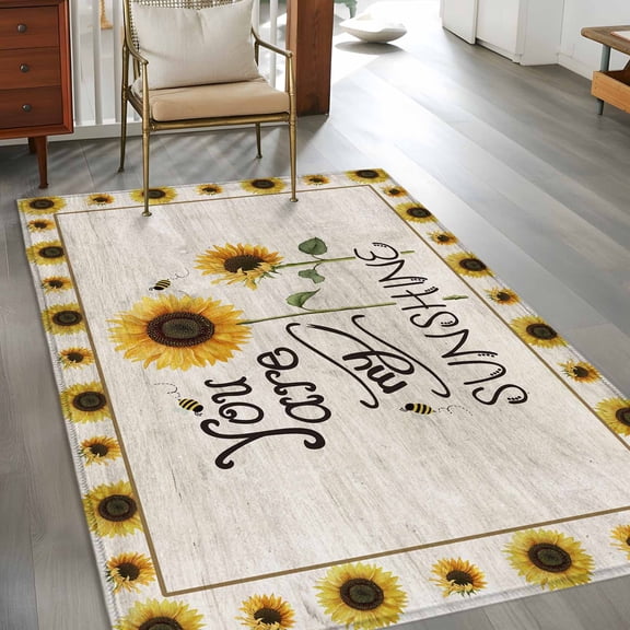 Sunflower Tie Up Curtain for Window, Butterfly Bee Adjustable Tie Up Balloon Curtain Valances Rod Pocket Window Treatment for Kitchen Bathroom Bedroom 42"x45"