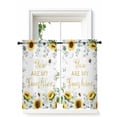 thumbnail image 1 of Sunflower Tier Curtains 45 Inch Length,Sheer Curtains for Bedroom Living Room Window Summer Botanical Green Eucalyptus Leaves Rod Pocket Drapes Kitchen Curtains Small Half Window 27.5"x45" 2 Panels, 1 of 7