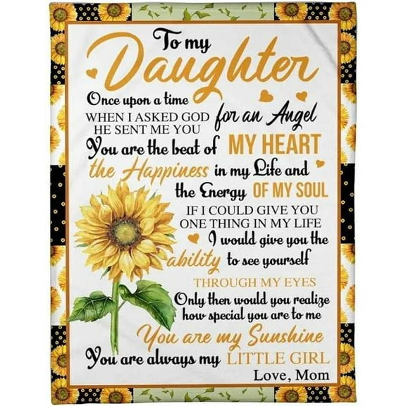 Sunflower To My Daughter Once Upon A Time Blanket Daughter From Mom Birthday Gift Home Decor Bedding Couch, 30x40in Fleece Blanket