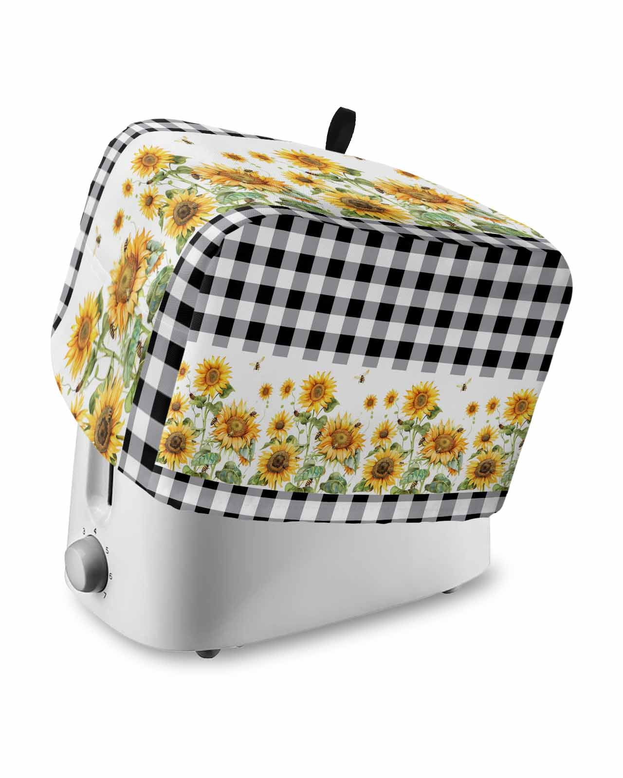 Sunflower Toaster Cover 2 Slice, Small Kitchen Appliance Covers, Black ...