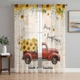 thumbnail image 1 of Sunflower Truck Sheer Curtains 72 Inch Length 2 Panels Set Window Treatments, Yellow Floral Summer Botanical Elegant Pastoral Rod Pocket Semi Curtains for Living Room/Bedroom/Kitchen, 104"W x 72"L, 1 of 7
