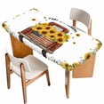 thumbnail image 1 of Sunflower Truck Table Cloths for 4 Foot Rectangle Tables, Yellow Flowers Summer Botanical Watercolor Patio Waterproof Elastic Fitted Tablecloths, Washable Rectangular Table Cover for Camping, 1 of 8