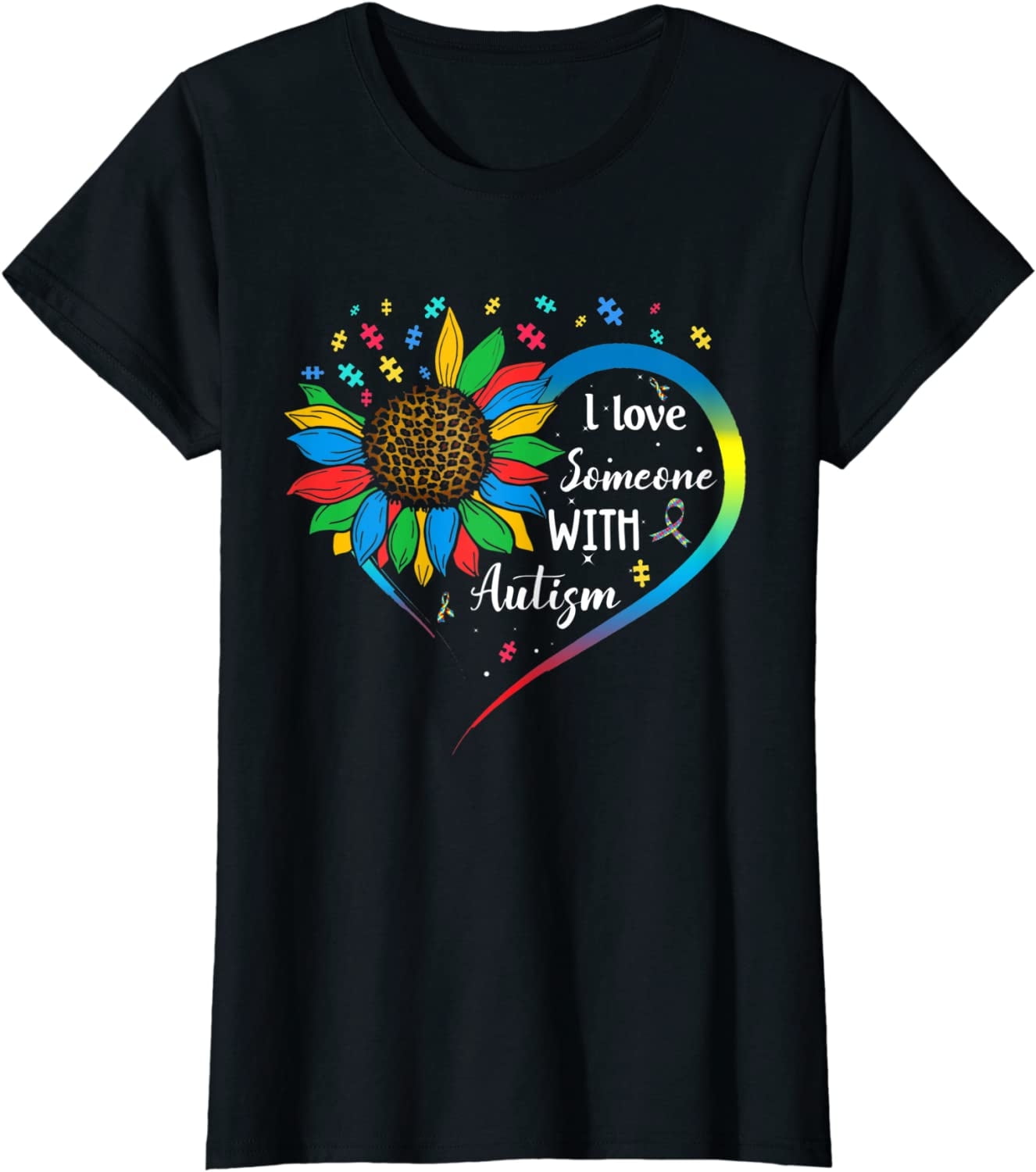 Sunflower Tshirt for Women I Love Someone With Autism Autistic ...