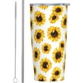 thumbnail image 1 of Sunflower Tumbler 20oz Floral Stainless Steel Insulated Tumblers with Lid and Straw Yellow Flowers Travel Coffee Mug Tea Wine Cups Water Bottle Sunflower Gifts for Women, 1 of 6