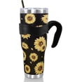thumbnail image 1 of Sunflower Tumbler, 40 Oz Tumbler with Handle and Straw, Sunflower Cup/Water Bottle/Mug, Sunflower Decor/Stuff/Office Supplies, Sunflower Gift, Sunflower Gifts for Women, Mom, Her - Flower Cup, 1 of 6