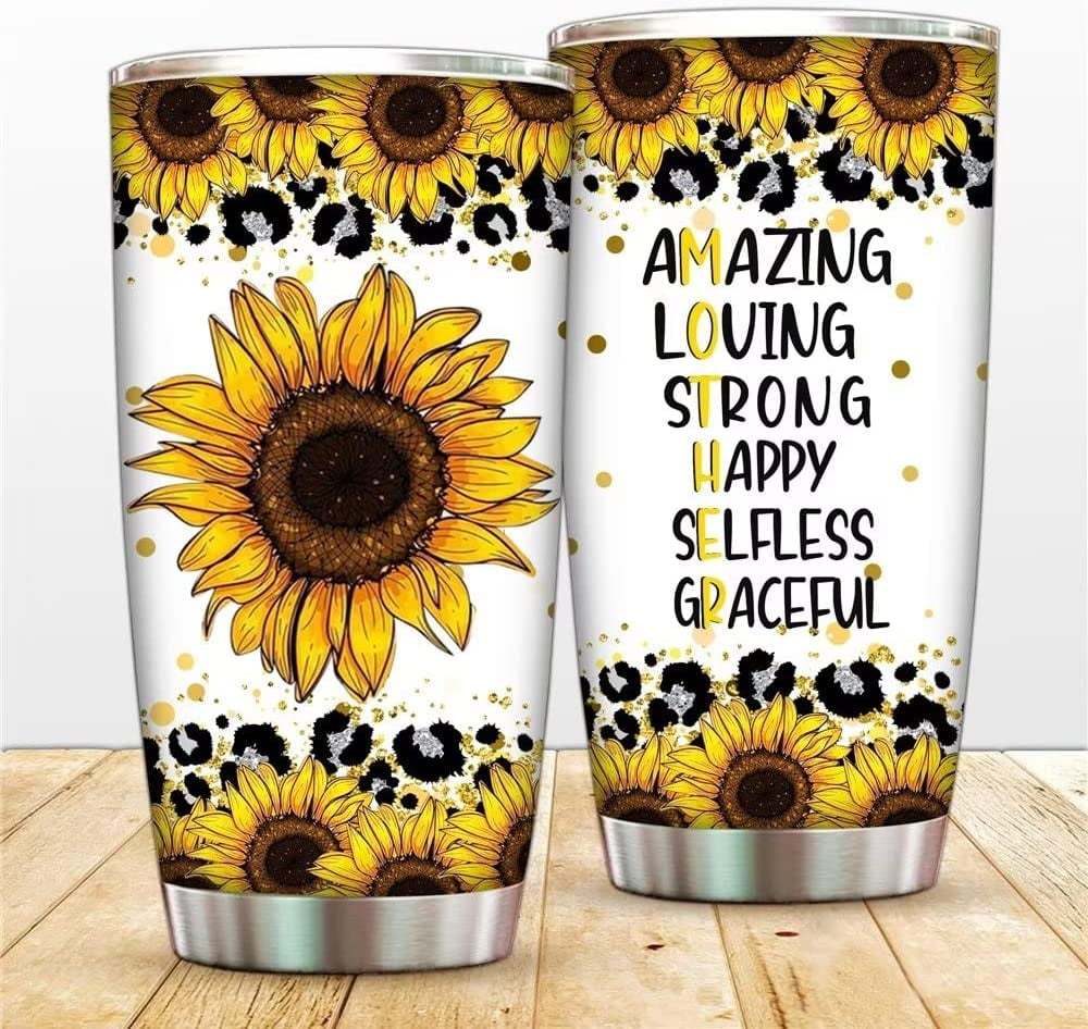 Mom Life Best Life Leopard Sunflowers Teal 20 oz insulated tumbler with lid  and straw