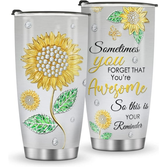 Sunflower Tumbler Gifts for Women Birthday Gift for Mom, Friend, Girls, 20oz thermos Travel Cup insulated Coffee for Christmas Mother''s Day, Valentine