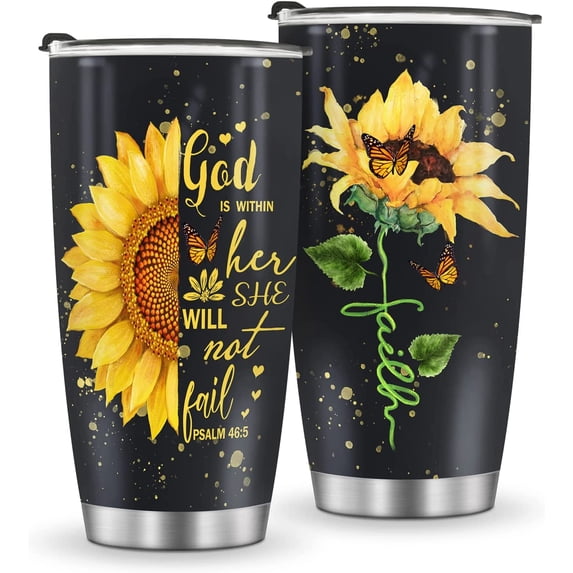 Sunflower Tumbler Gifts for Women Birthday Gift for Mom, Friend, Girls, 20oz thermos Travel Cup insulated Coffee for Christmas Mother''s Day, Valentine
