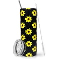 thumbnail image 1 of Sunflower Tumbler With Lid and Straw 20 oz Insulated Black Sunflower Tumbler Stainless Steel Sunflower Skinny Tumbler Flower Water Bottle Travel Mug Wine Cups Sunflower Gifts for Women, 1 of 5