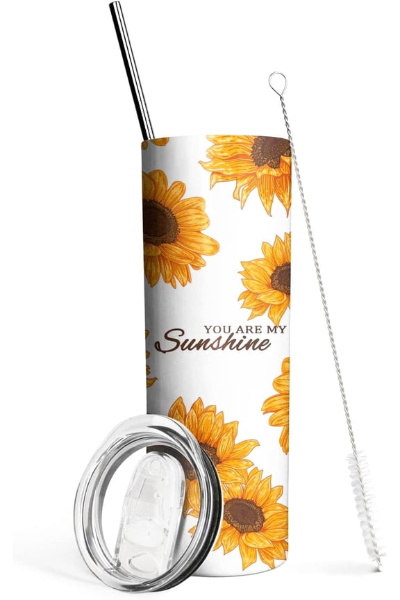 Sunflower Tumbler,Tumbler with Lid and Straw-You are My Sunshine-Birthday Gifts for Women Mom Daughter Girlfriend Teenage Girls Bridesmaid-Sunflower Gifts for Women-Travel Iced Coffee Cup Mug