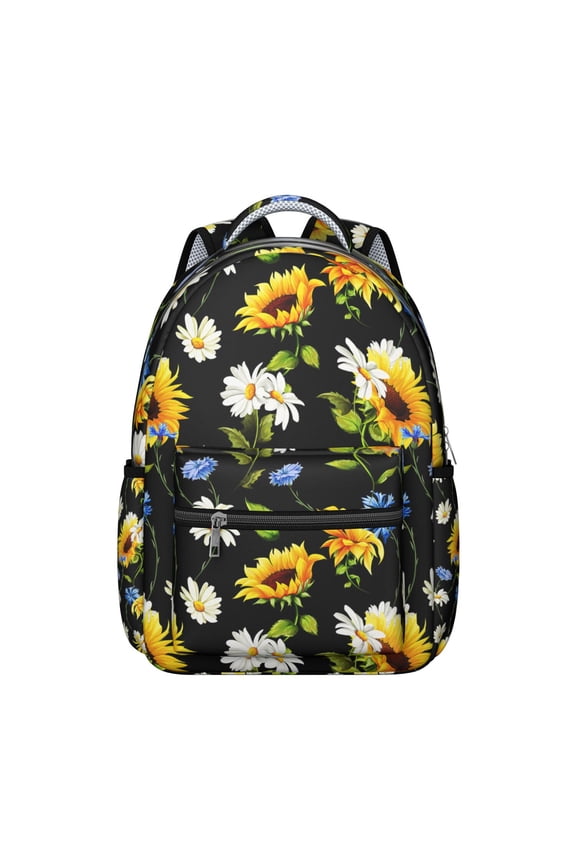 "Sunflower Tweed Backpack for Women - Classic Floral Backpack with Fringe Trim, Preppy School Bag for Teachers, Sophisticated Work Appropriate Backpack"