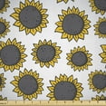 thumbnail image 1 of Ambesonne Sunflower Fabric by the Yard Upholstery, Simple Hand Drawn, 1 Yard, Grey Earth Yellow, 1 of 4