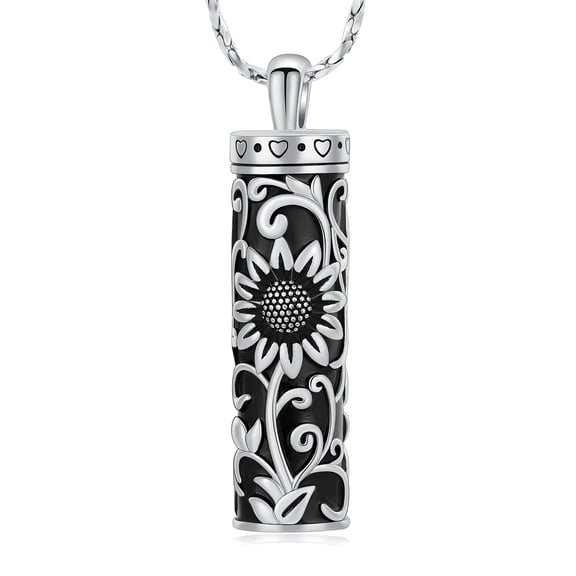 Sunflower Urn Necklace for Ashes Cylinder Bar Necklace for Ashes for Women Pendant Keepsake for Ashes Memory Cremation Jewelry Sunflower Celtic Necklace Jewelry for Women
