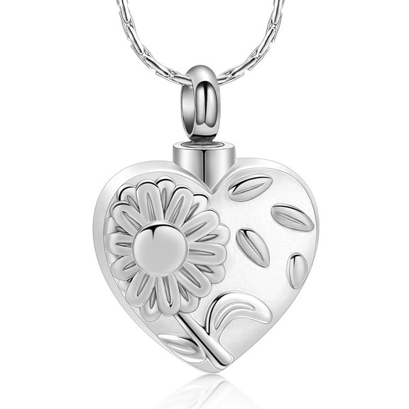 Sunflower Urn Necklace for Ashes Cremation Heart Necklace for Human / Pet Ashes Pendant Keepsake Memory Cremation Jewelry
