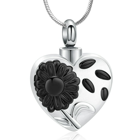 Sunflower Urn Necklace for Ashes Heart Memorial Cremation Jewelry for Ashes Stainless Steel Ashes Necklace Keepsake Urn Pendant