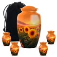 thumbnail image 1 of Sunflower Urns For Human Ashes Adult Man, Orange Decorative Urn For Ash Adult Male - 1 Large 10 Inch, Sunset Funeral Cremation Urn For Ashes For Women - 3 Inch Small Set Of 4, 1 of 7