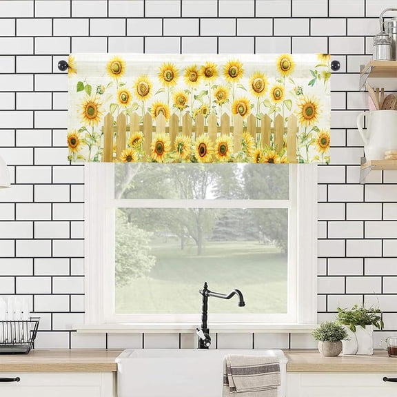 Sunflower Valances 54" W x 18" L - Sunflower Kitchen Curtains Valance for Windows Rod Pocket Sunflower Kitchen Decor Decorations
