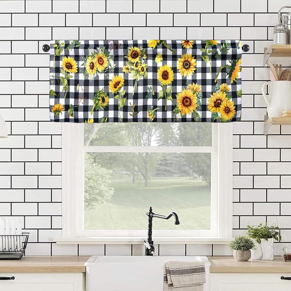 Sunflower Valances 54" W x 18" L - Sunflower Kitchen Curtains Valance for Windows Rod Pocket Sunflower Kitchen Decor Decorations