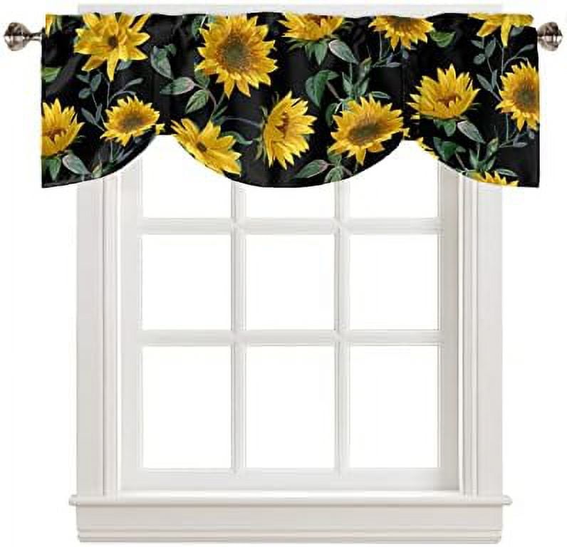 Sunflower Valances Windows Curtain Vintage Yellow Sunflowers Kitchen