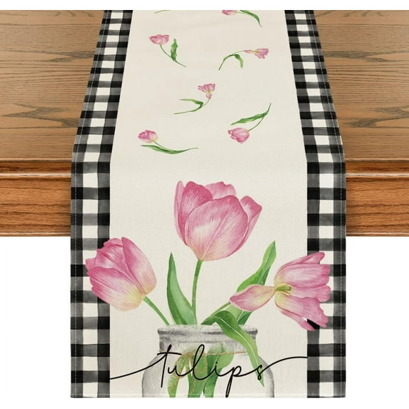 Sunflower Vase Sunshine Summer Table Runner, Spring Kitchen Dining Table Decoration for Home Party Decor