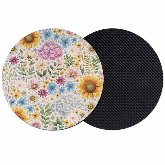 Sunflower Vintage Coasters Set of 2, Absorbent Coasters for Drinks, Colorful Flowers Summer Botanical Retro Art Coaster for Desk Coffee Table Protection, Home Decor House Warming Gifts 4"