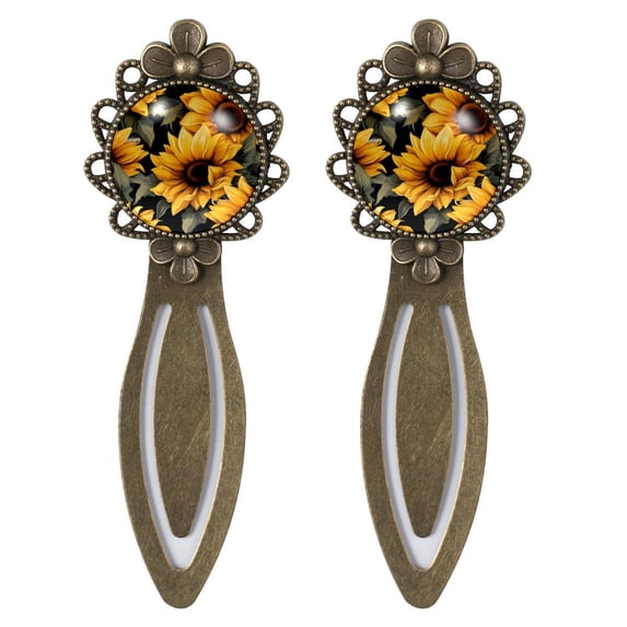 Sunflower Vintage Copper-Colored Lace Bookmarks - Stainless Steel Reading Accessories - Set of 2 Bookmarks for Book Lovers