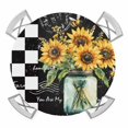 thumbnail image 1 of Sunflower Vintage Round Fitted Tablecloth with Elastic Edge, Waterproof Table Cloth Table Cover for 45"-54" Tables, Farmhouse Floral Black Checkered Tablecloths for Dining Picnic Indoor Outdoor, 1 of 9